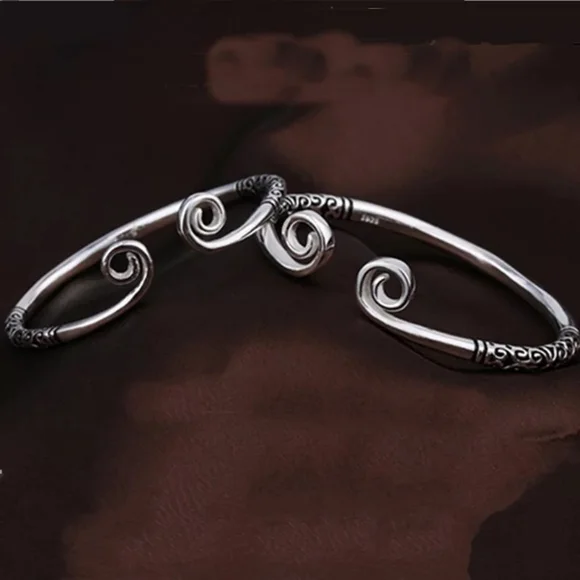 !NEW Heavy 925 Sterling Silver Swirl Cuff | Adjustable Bracelet - Picture 10 of 15